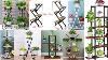 Standing Flower Shelf Living Room Balcony Plant Shelf Flower Pot Stands Wood Metal Plant Stand